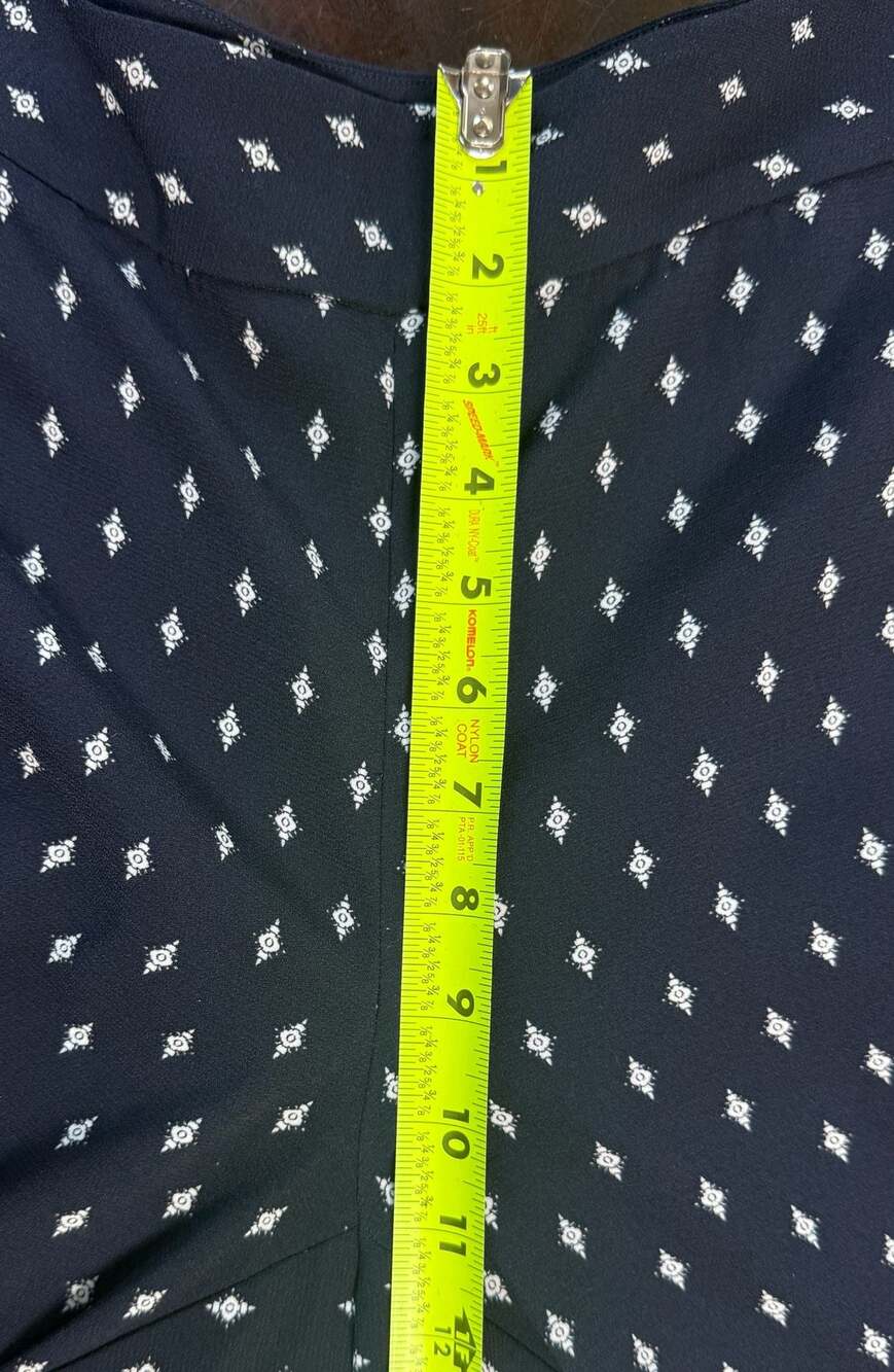Cabi Track Star Trouser Navy Paisley Border Pants, Side Zip, 14 - Picture 8 of 9